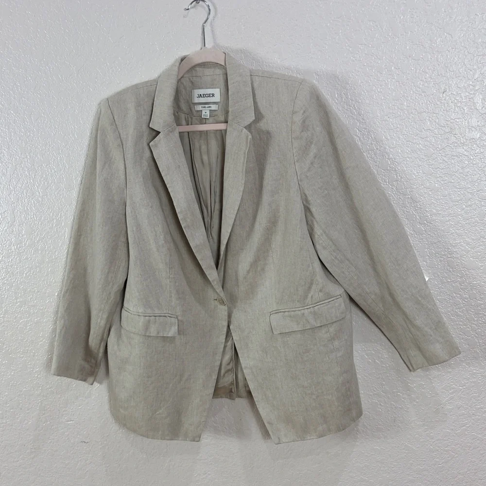 JAEGER Pure Linen ,Size 18,Women's ,Color Oatmeal,Blazer - Picture 6 of 17